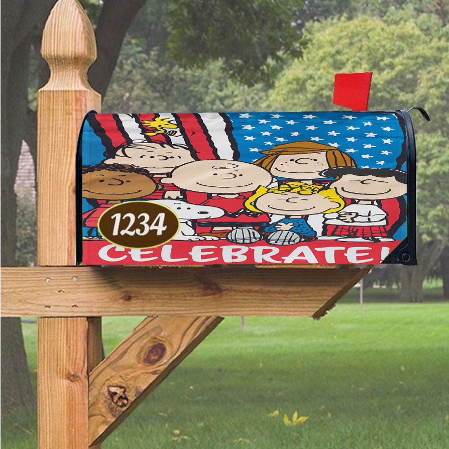 Peanuts Patriotic Celebrate Magnetic Mailbox Cover 18" X 21" Outdoor Decor