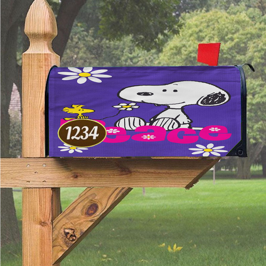 Peanuts Peace Snoopy Magnetic Mailbox Cover 18" X 21" Outdoor Decor