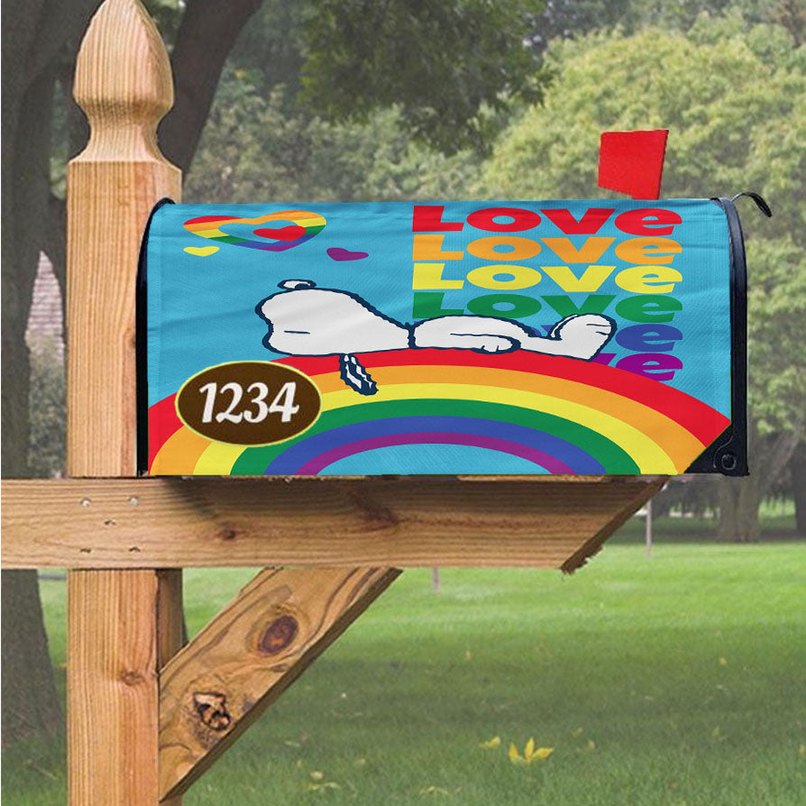 Peanuts Rainbow Pride Snoopy Magnetic Mailbox Cover 18" X 21" Outdoor Decor