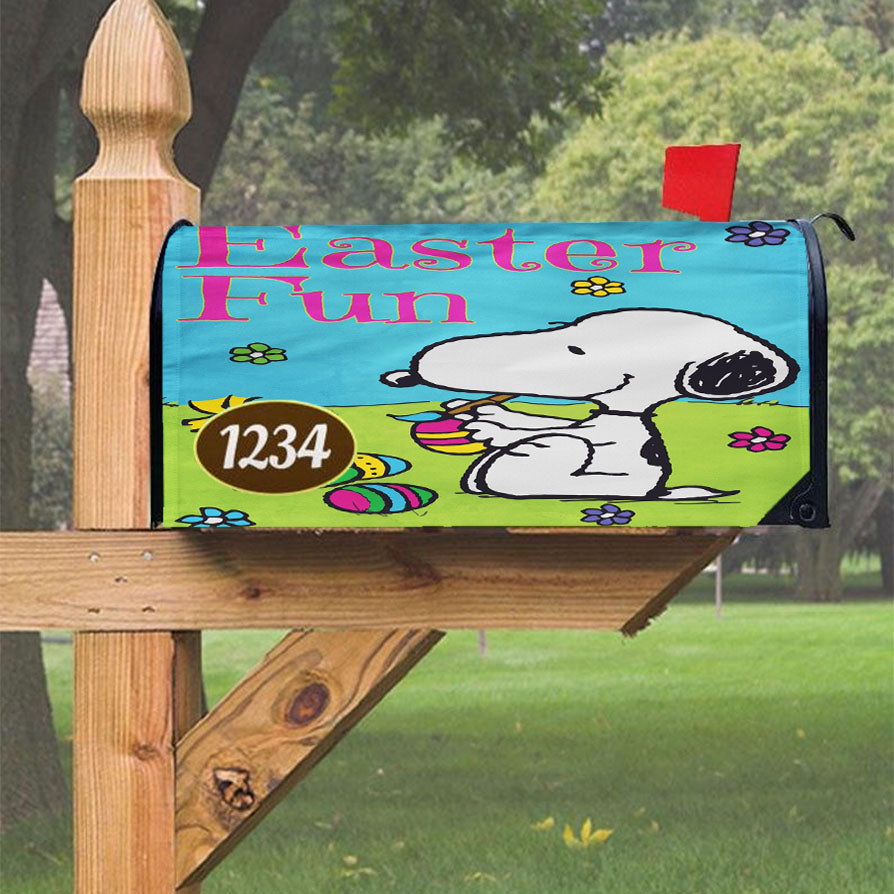 Peanuts Snoopy Easter Eggs Magnetic Mailbox Cover 18" X 21" Outdoor Decor