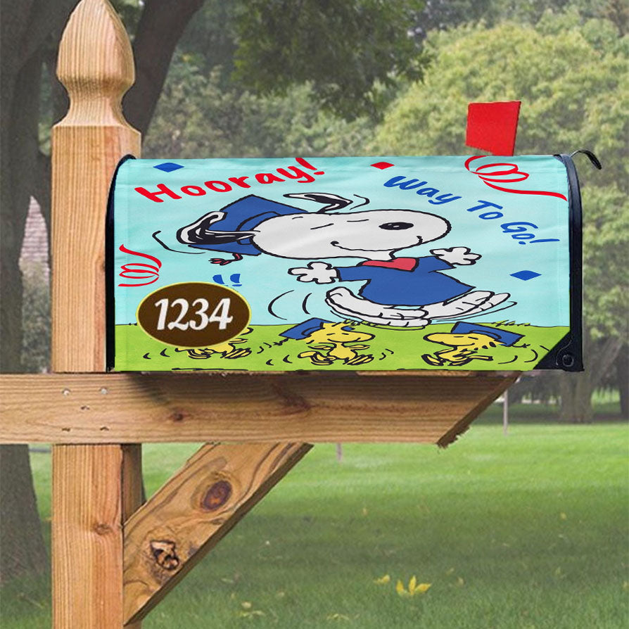 Peanuts Snoopy Graduation Magnetic Mailbox Cover 18" X 21" Outdoor Decor