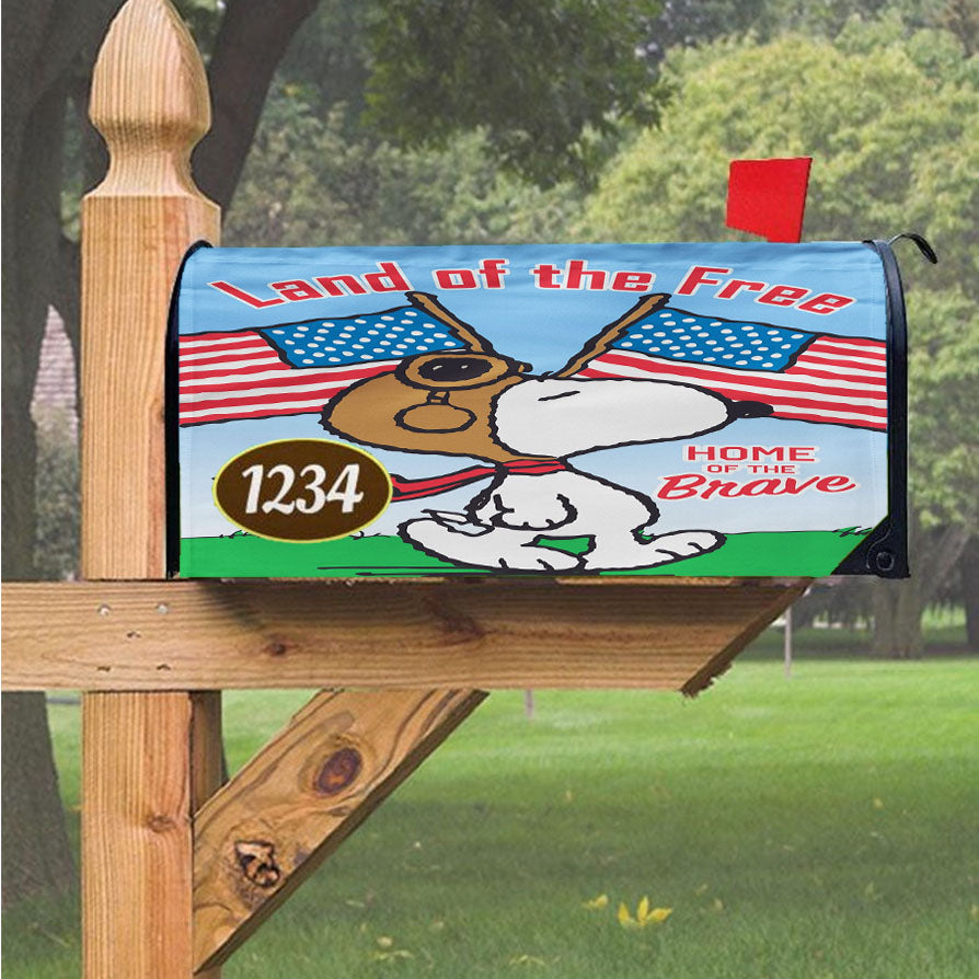 Peanuts Snoopy Land Of The Free Magnetic Mailbox Cover 18" X 21" Outdoor Decor