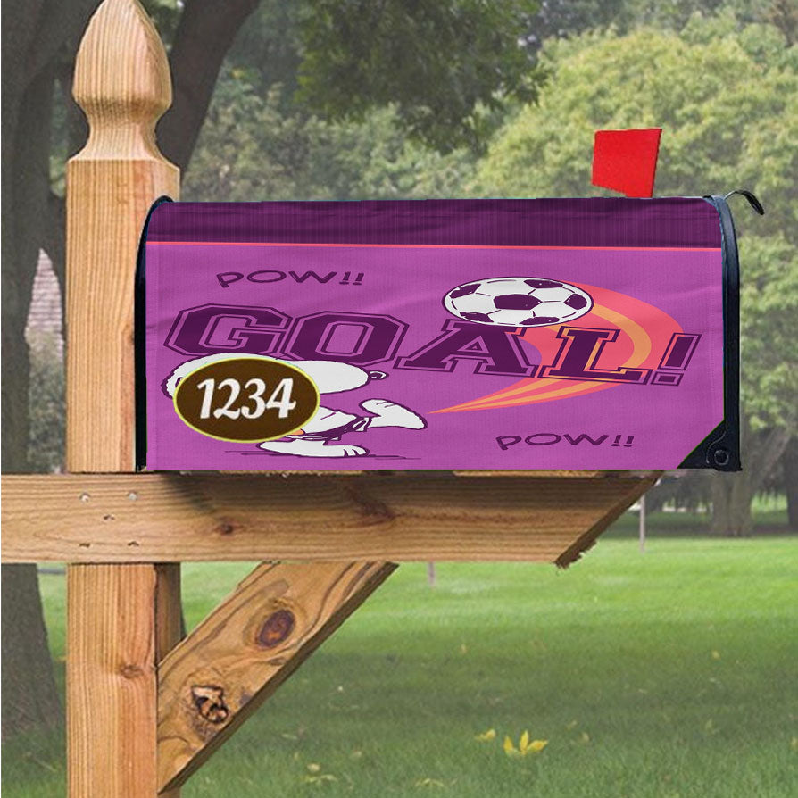 Peanuts Snoopy Soccer Goal Magnetic Mailbox Cover 18" X 21" Outdoor Decor