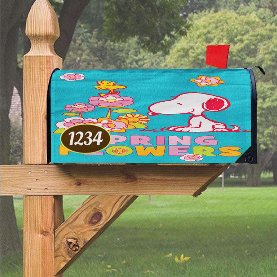 Peanuts Spring Flowers Magnetic Mailbox Cover 18" X 21" Outdoor Decor