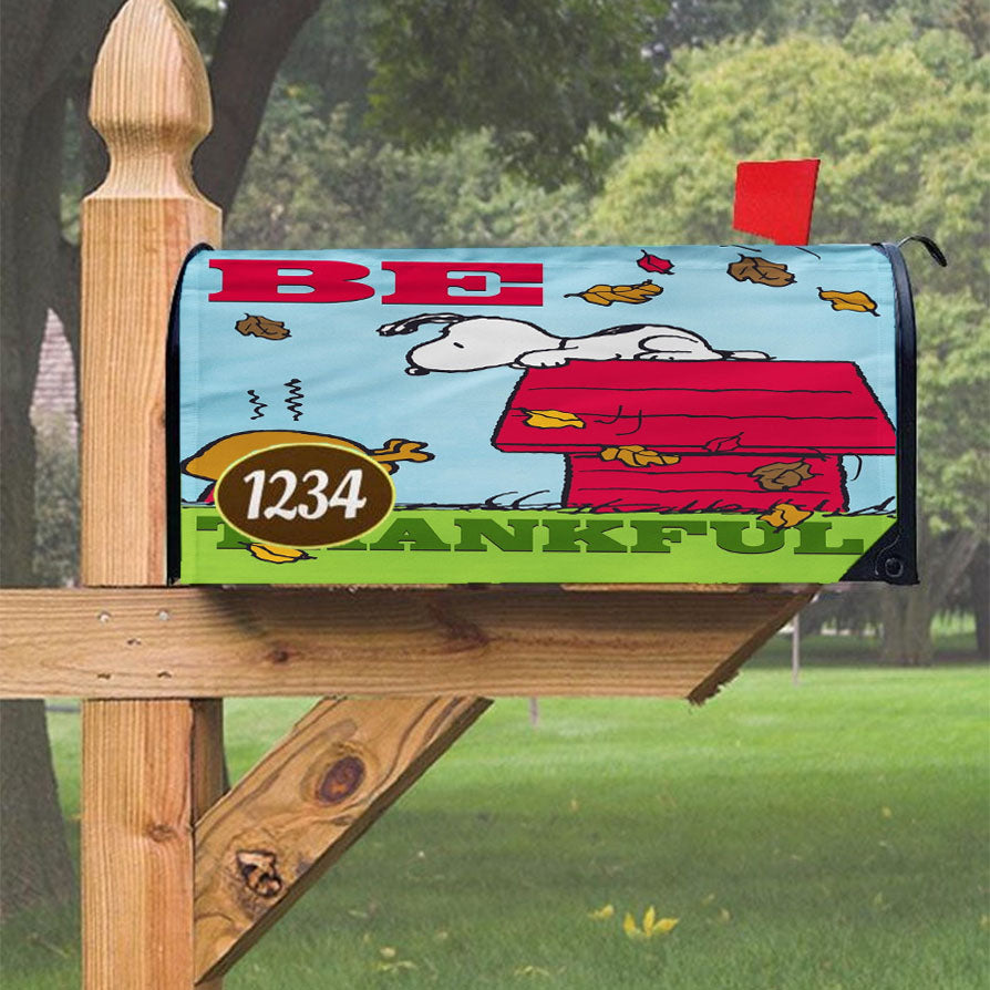Peanuts Thankful Snoopy Turkey Thanksgiving Magnetic Mailbox Cover 18" X 21" Outdoor Decor