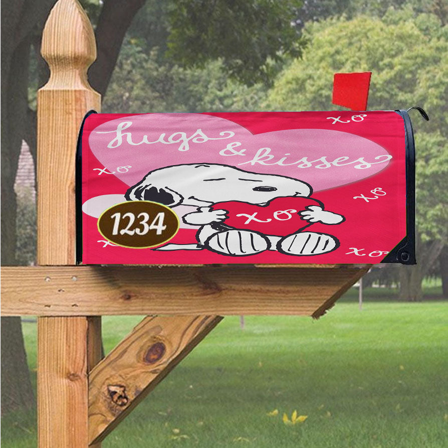 Peanuts Valentines Day Hugs And Kisses Magnetic Mailbox Cover 18" X 21" Outdoor Decor