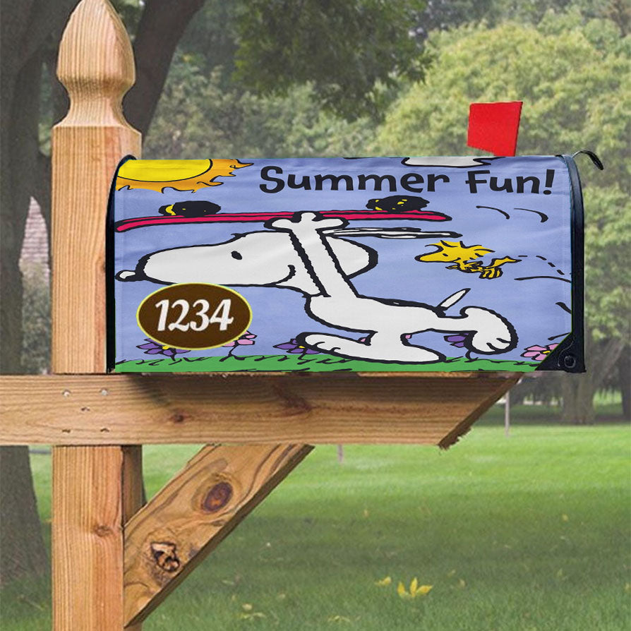 Snoopy Summer Flag Peanuts Magnetic Mailbox Cover 18" X 21" Outdoor Decor