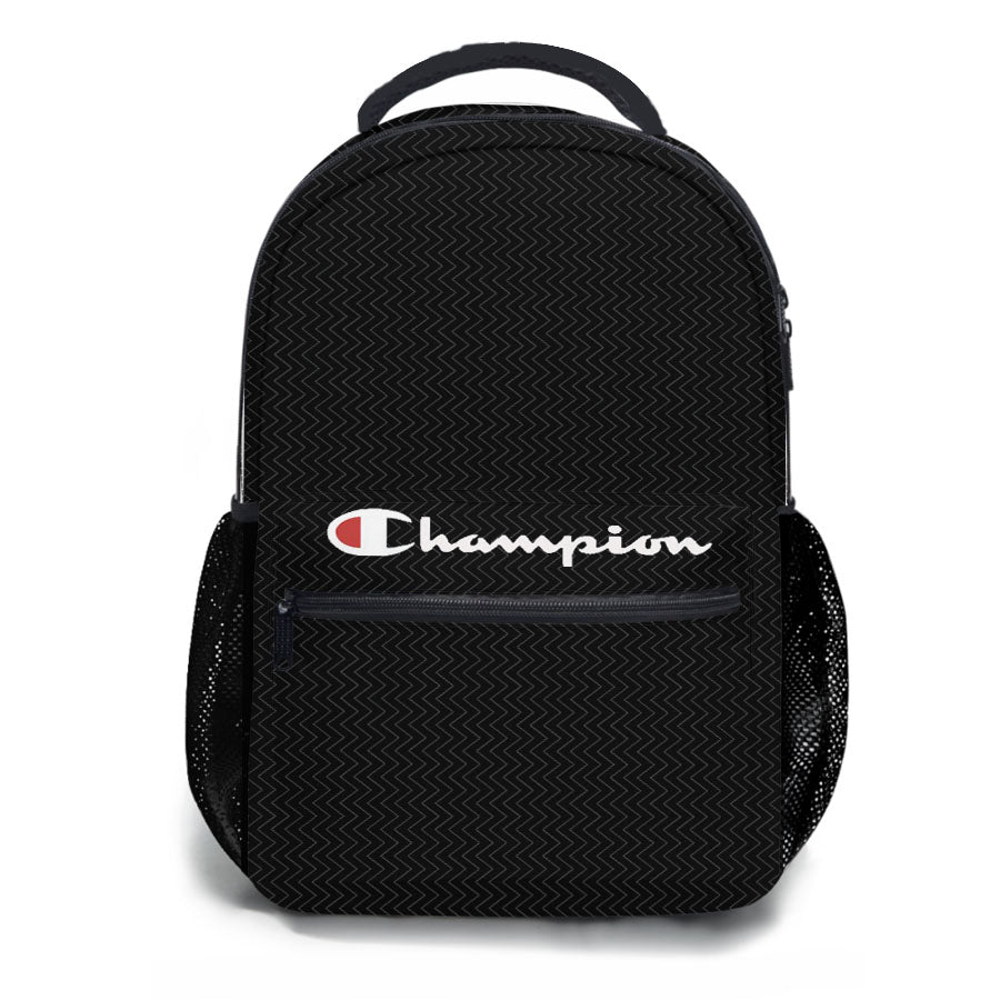Champion Black Motif School Backpacks