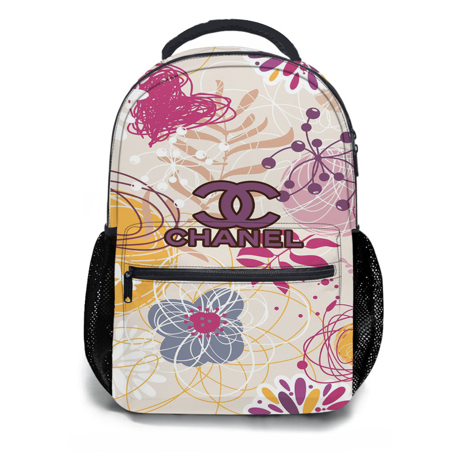 Chanel Latte Colour Mix Floral School Backpacks