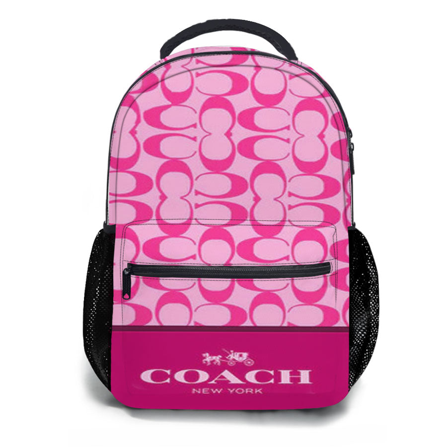 Coach New York Pink Pattern School Backpacks