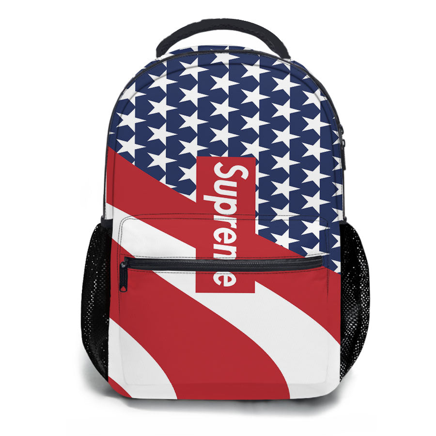 Supreme American Flag Logo School Backpacks