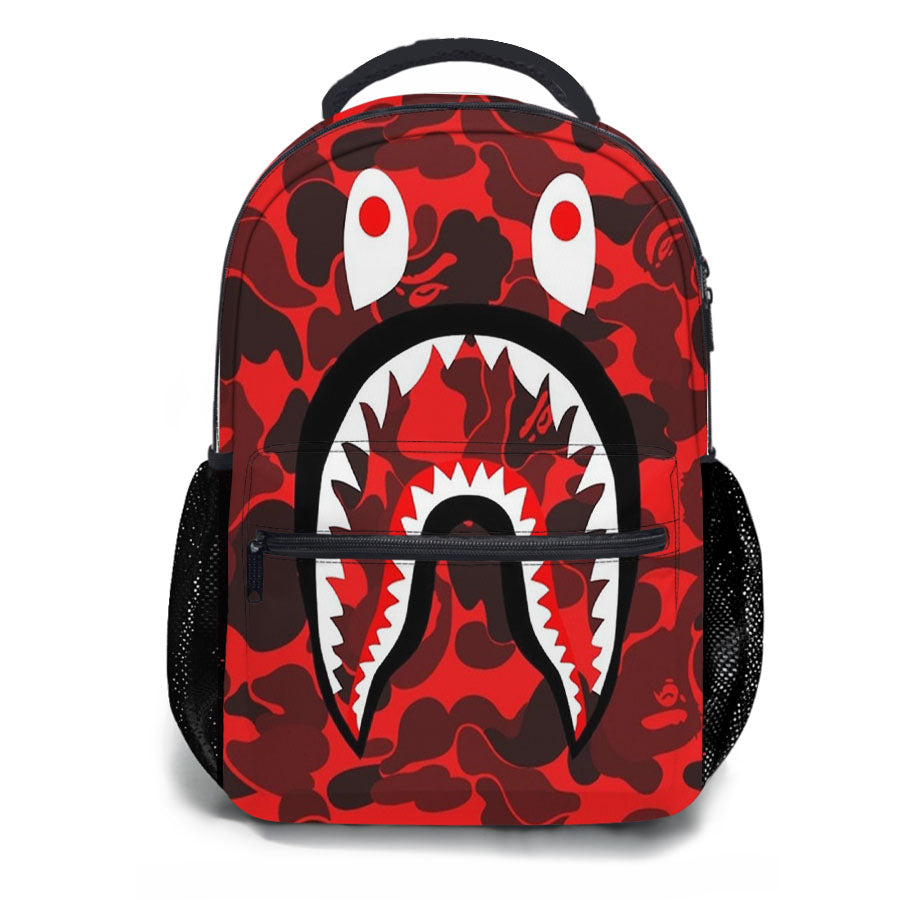 The Red Shark Bape Camo School Backpacks