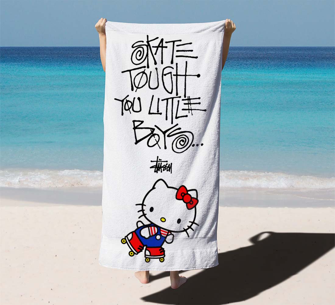 Hello Kitty Skate Stussy Beach Towels