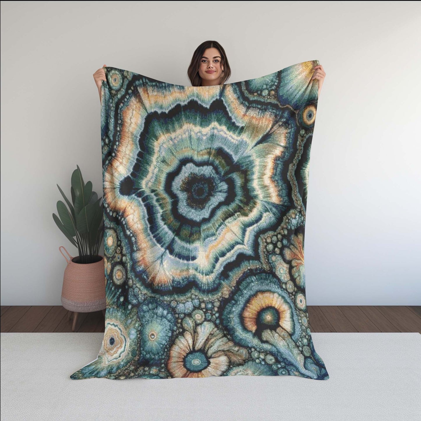 Abstract Geode Mandala Soft Micro Fleece Blanket