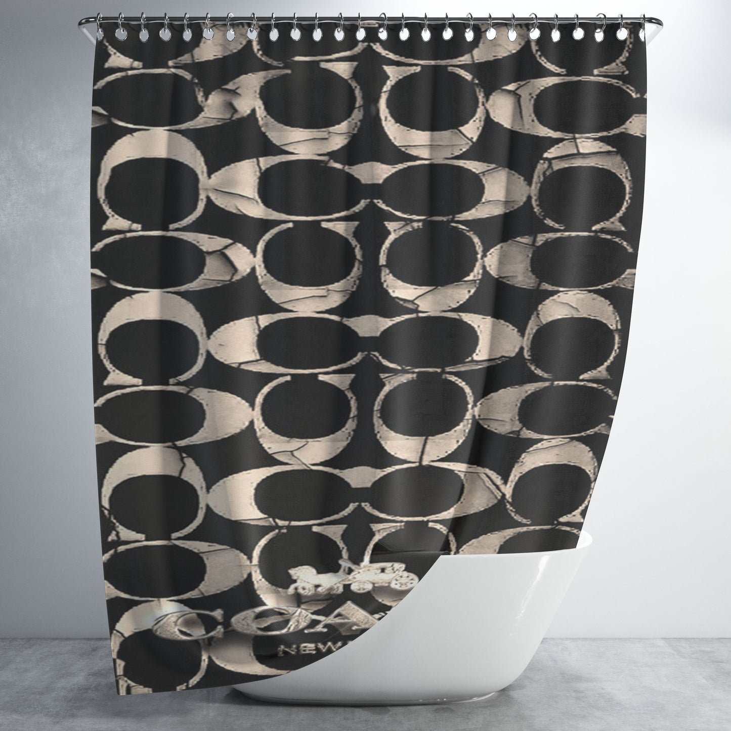 Coach Black New 889 Bathroom Shower Curtain Fabric Waterproof | 66 X 72 Inch