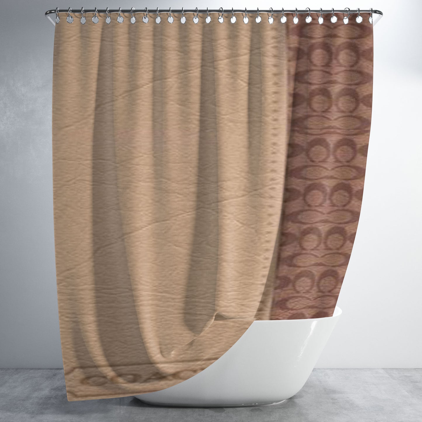 Coach Brown Bathroom Shower Curtain Fabric Waterproof | 66 X 72 Inch