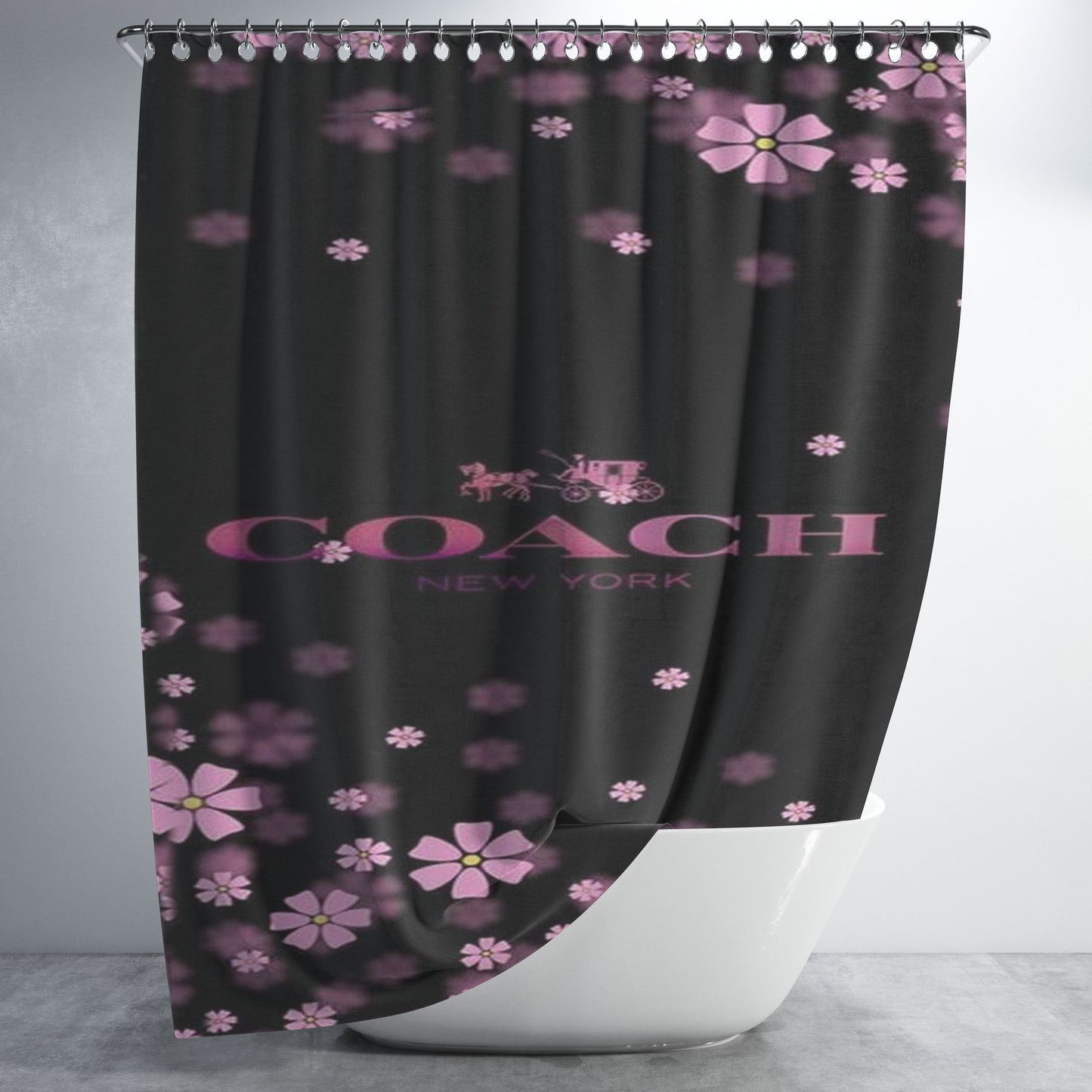 Coach Flowers Purple Sweet Bathroom Shower Curtain Fabric Waterproof | 66 X 72 Inch