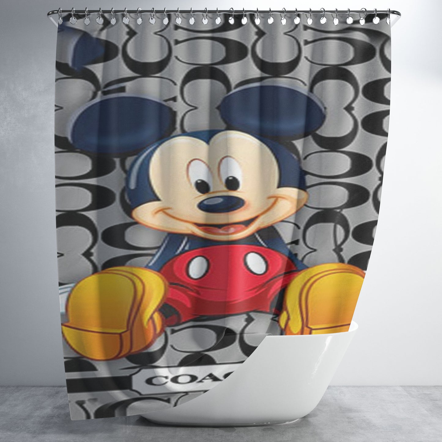 Coach Mickey Mouse Cartoon Bathroom Shower Curtain Fabric Waterproof | 66 X 72 Inch