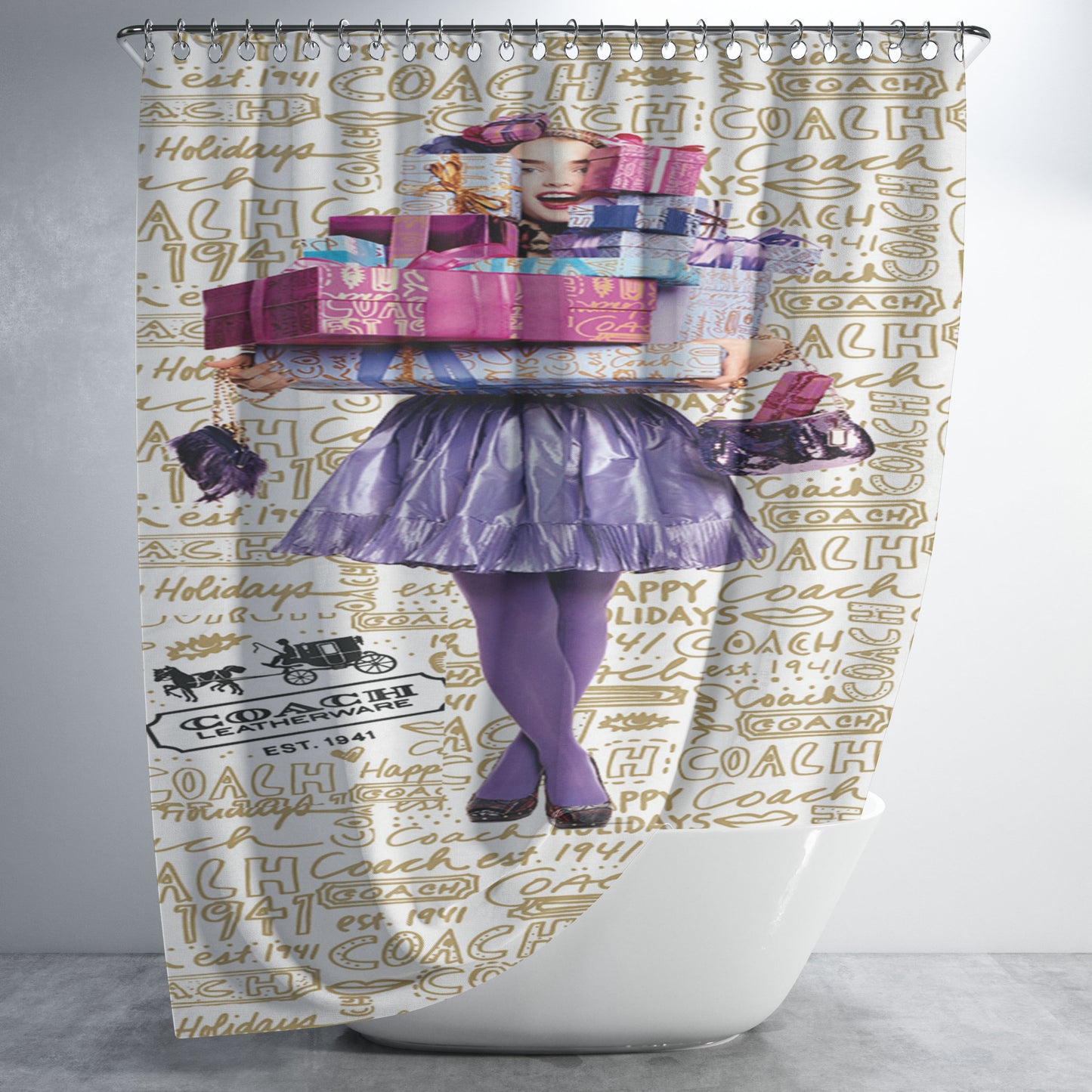 Coach New Cool Bathroom Shower Curtain Fabric Waterproof | 66 X 72 Inch