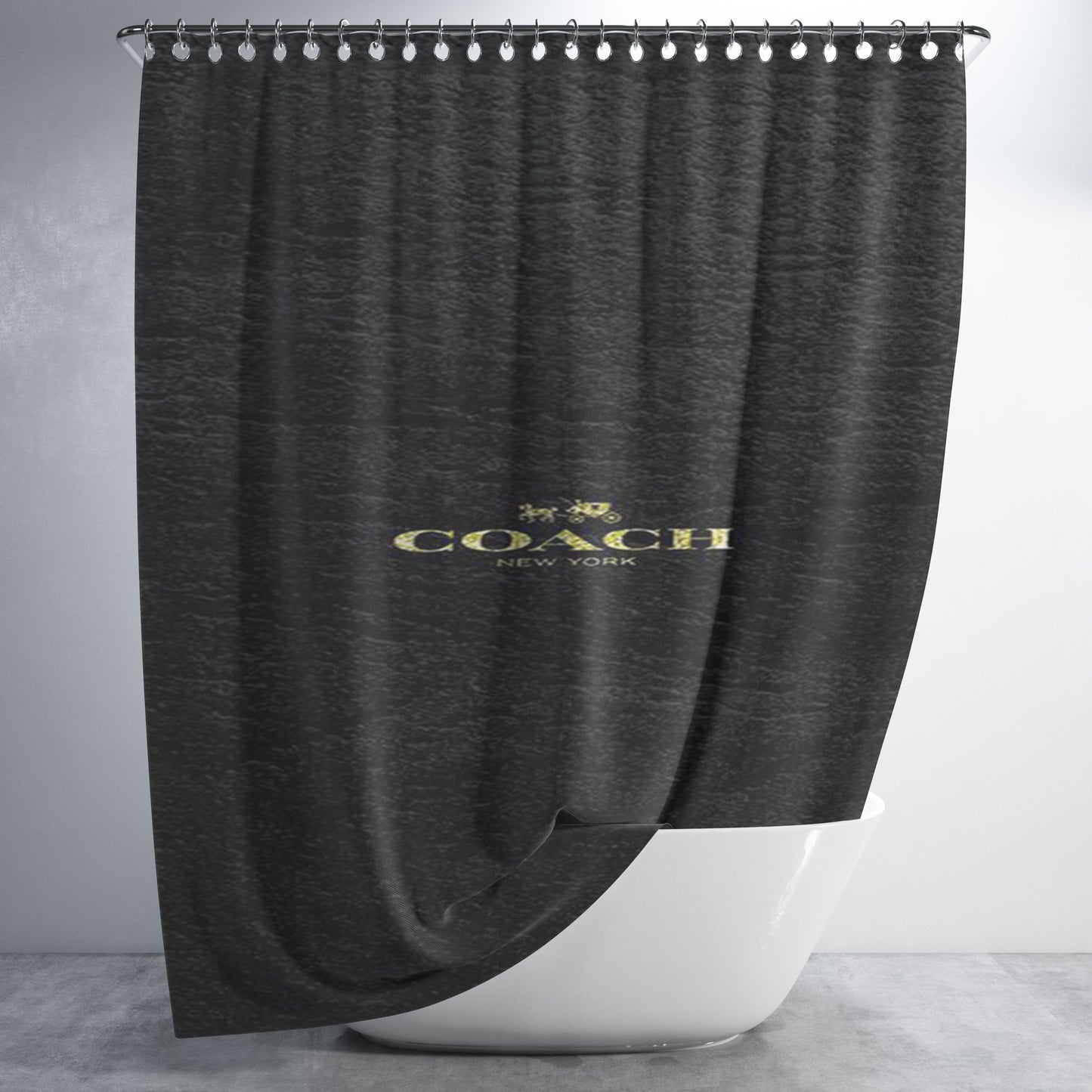Coach New York Black Leather Bathroom Shower Curtain Fabric Waterproof | 66 X 72 Inch