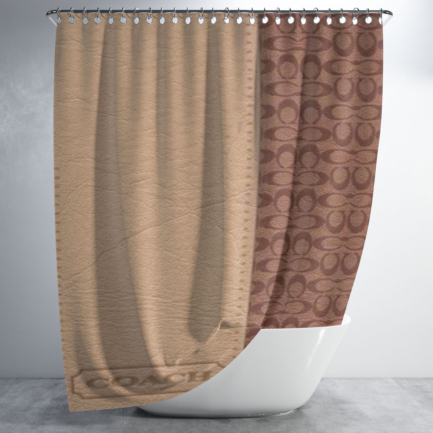 Coach New York Brown Leather Bathroom Shower Curtain Fabric Waterproof | 66 X 72 Inch