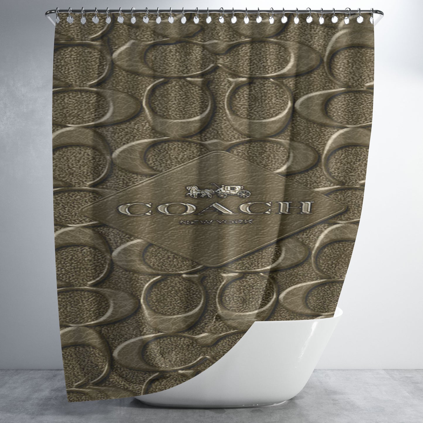 Coach New York Logo Bathroom Shower Curtain Fabric Waterproof | 66 X 72 Inch