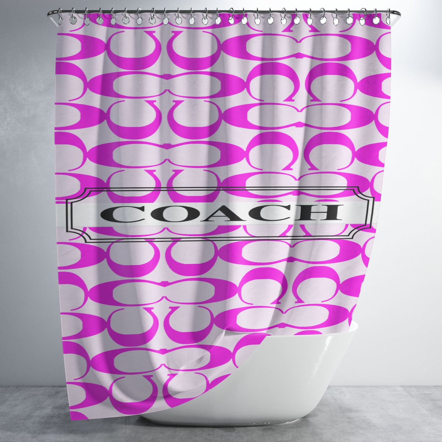 Coach New York Pattern Bathroom Shower Curtain Fabric Waterproof | 66 X 72 Inch