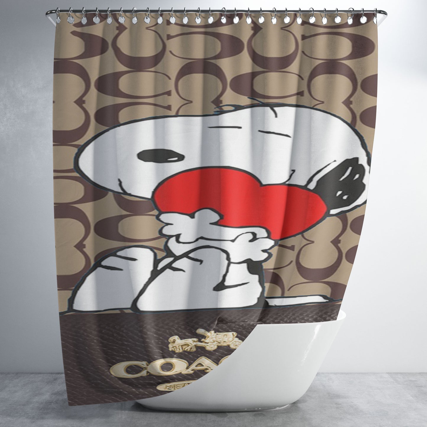 Coach New York Snoopy Bathroom Shower Curtain Fabric Waterproof | 66 X 72 Inch