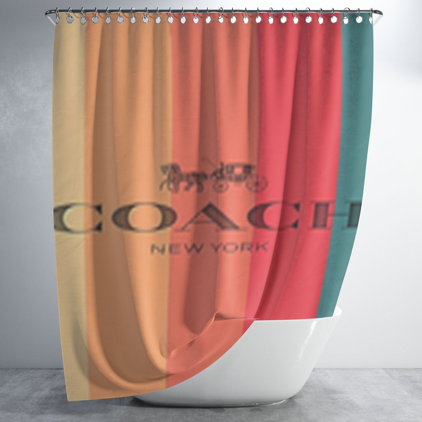 Coach New York Stripe Bathroom Shower Curtain Fabric Waterproof | 66 X 72 Inch