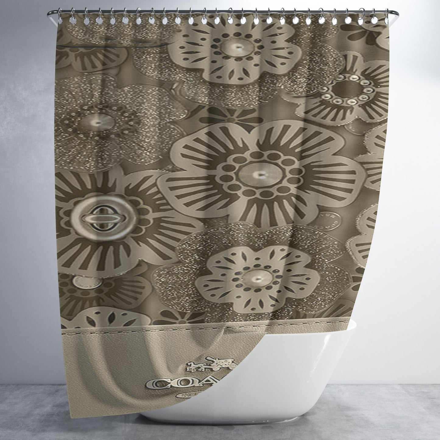 Coach New York Tea Rose Bathroom Shower Curtain Fabric Waterproof | 66 X 72 Inch