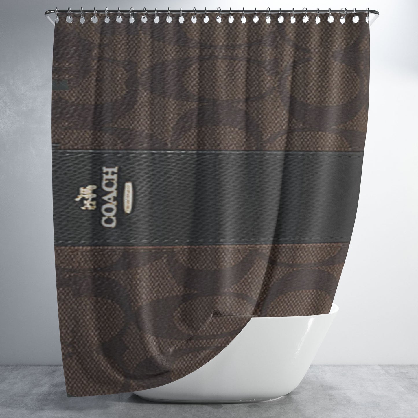 Coach Wallet Pattern Bathroom Shower Curtain Fabric Waterproof | 66 X 72 Inch