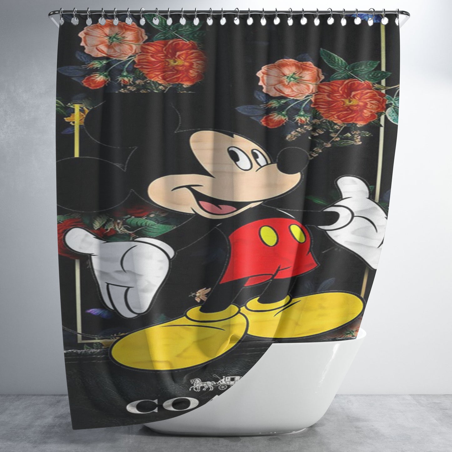 Flowers Coach Mickey Mouse New 49 Bathroom Shower Curtain Fabric Waterproof | 66 X 72 Inch