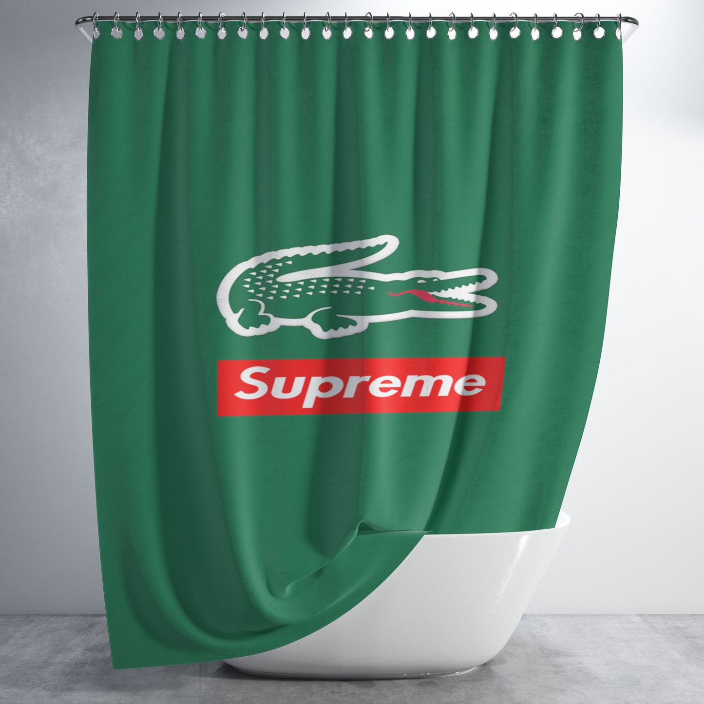 Lacoste X Supreme Bathroom Shower Curtain Fabric Waterproof | 66 X 72 Inch
