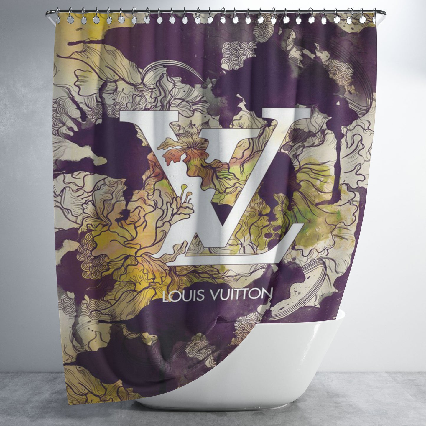 Louis Vuitton Art Lower Amazing Bathroom Shower Curtain Fabric Waterproof | 66 X 72 Inch
