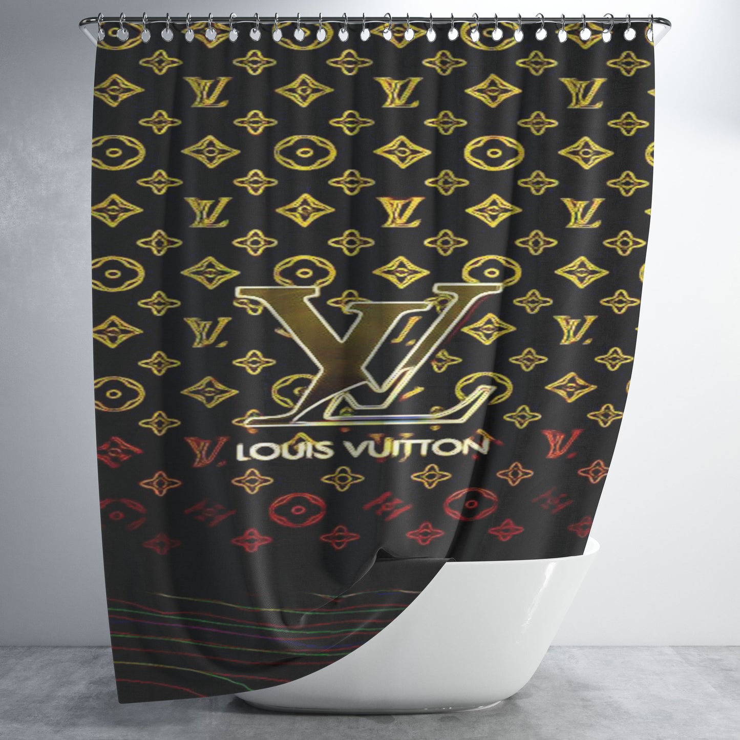 Louis Vuitton Design Bathroom Shower Curtain Fabric Waterproof | 66 X 72 Inch