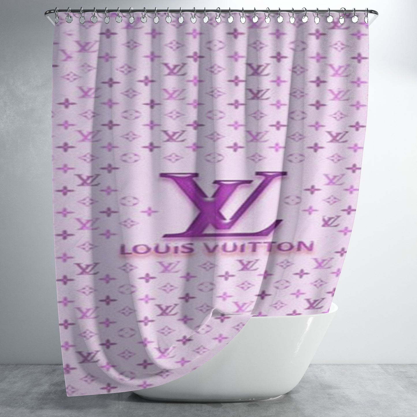 Louis Vuitton Logo Purple Bathroom Shower Curtain Fabric Waterproof | 66 X 72 Inch