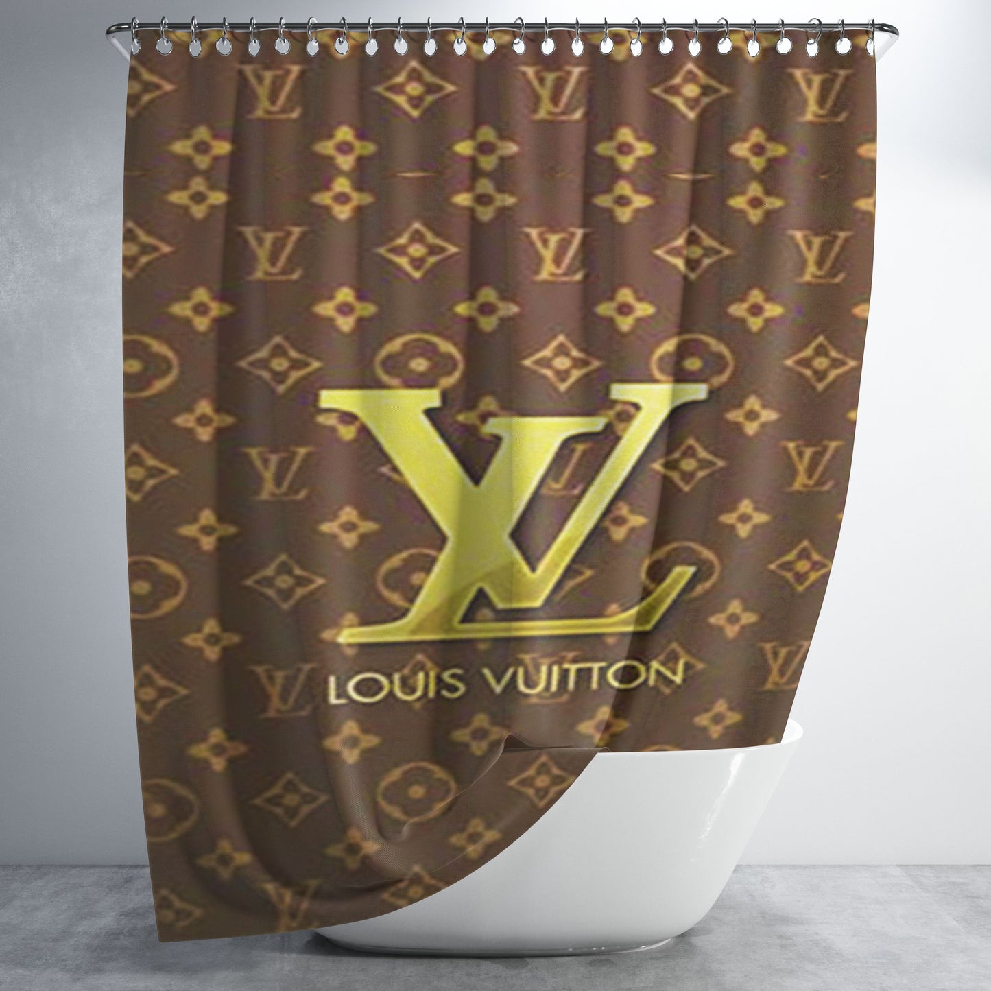 Louis Vuitton Logo Bathroom Shower Curtain Fabric Waterproof | 66 X 72 Inch