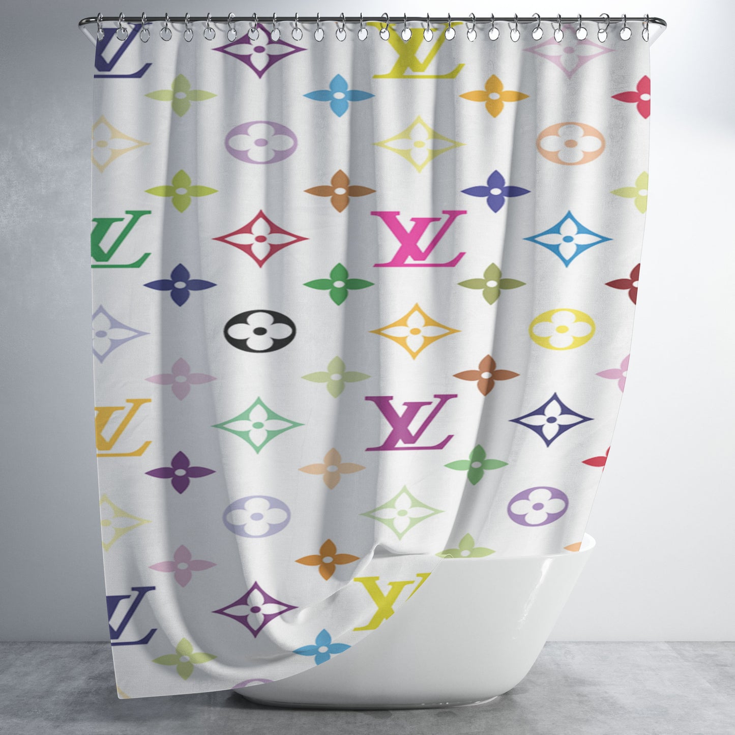 Louis Vuitton Multicolor Bathroom Shower Curtain Fabric Waterproof | 66 X 72 Inch