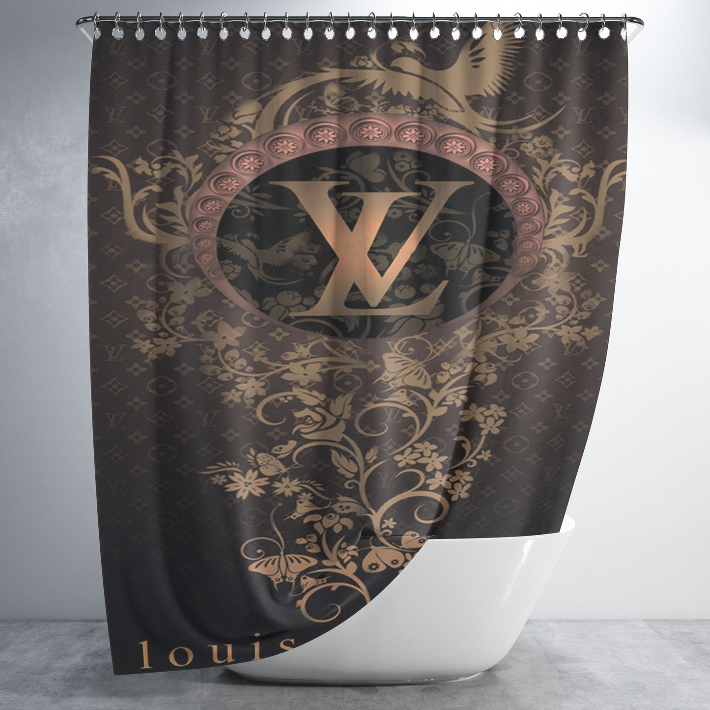 Louis Vuitton Ornament Bathroom Shower Curtain Fabric Waterproof | 66 X 72 Inch