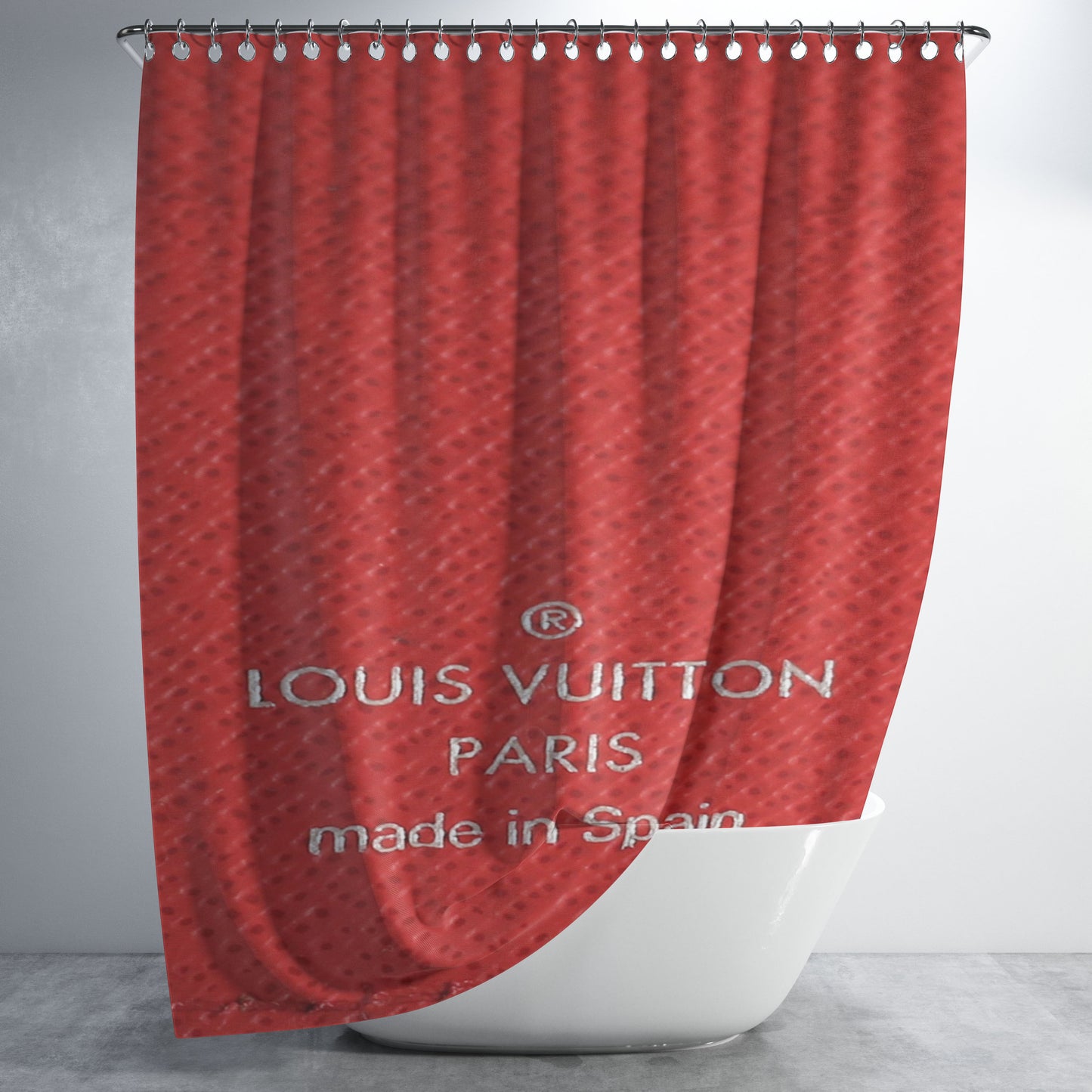 Louis Vuitton Paris Red Leather Bathroom Shower Curtain Fabric Waterproof | 66 X 72 Inch