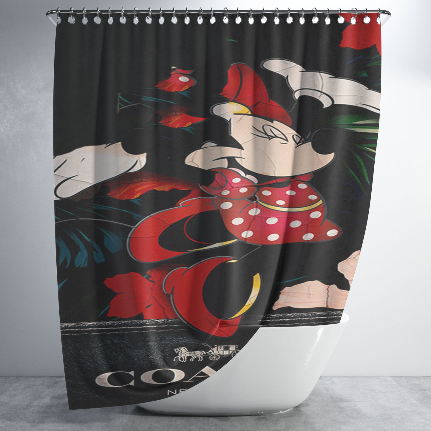 New Coach Minnie Mouse Happy Bathroom Shower Curtain Fabric Waterproof | 66 X 72 Inch