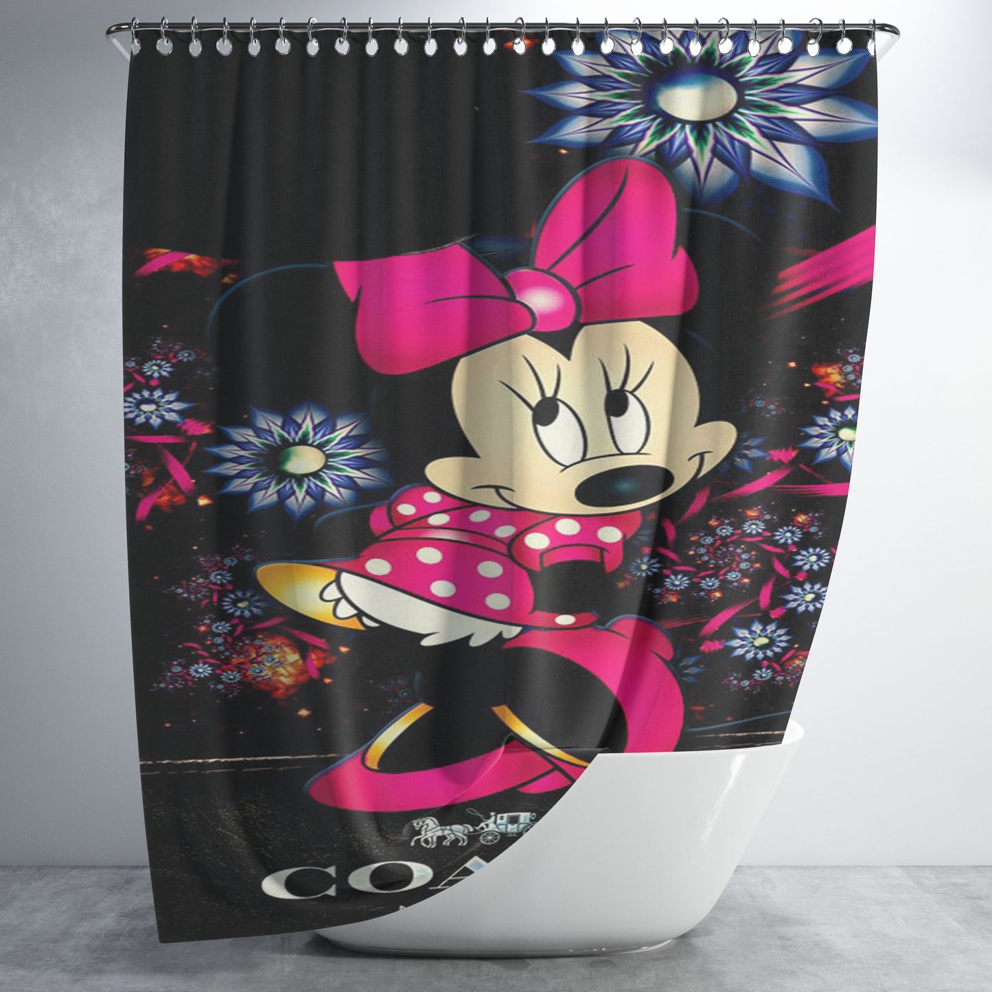 New Minnie Mouse Coach 1 Bathroom Shower Curtain Fabric Waterproof | 66 X 72 Inch