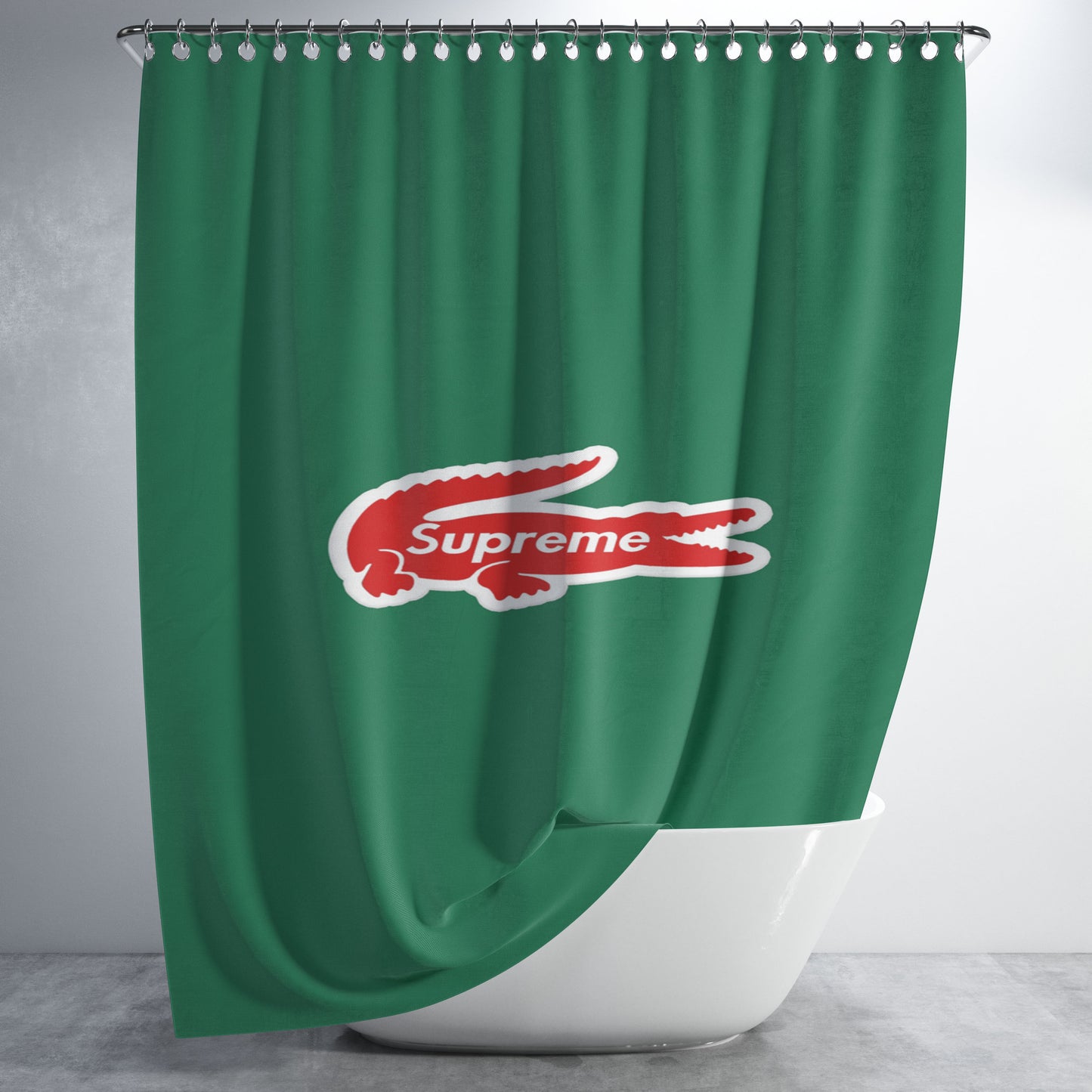Red Lacoste Supreme Bathroom Shower Curtain Fabric Waterproof | 66 X 72 Inch