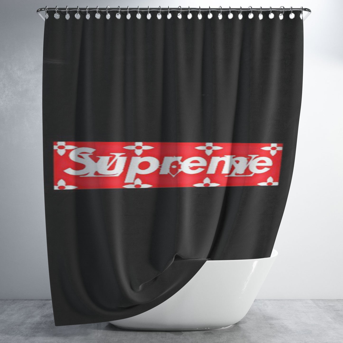 Supreme Box Louis Vuitton Logo Bathroom Shower Curtain Fabric Waterproof | 66 X 72 Inch