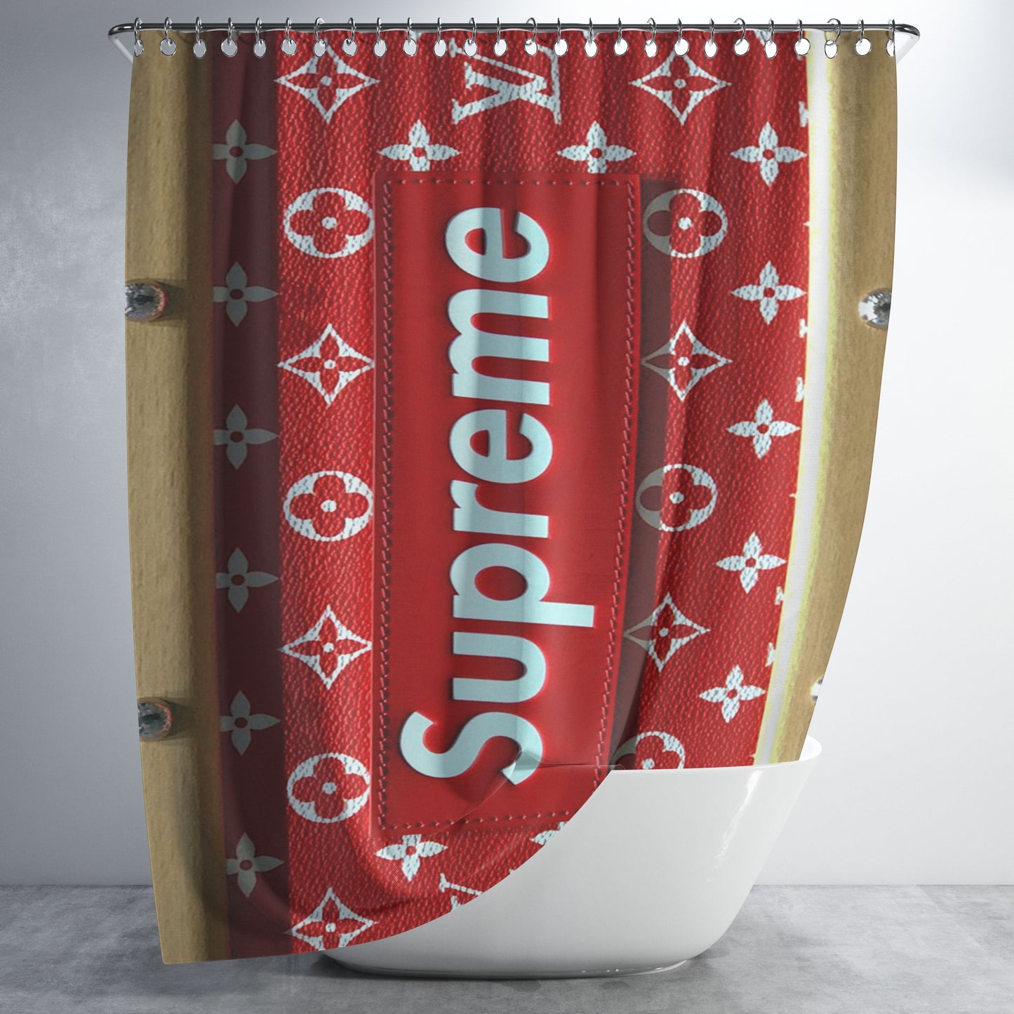 Supreme Cake Louis Vuitton Bathroom Shower Curtain Fabric Waterproof | 66 X 72 Inch