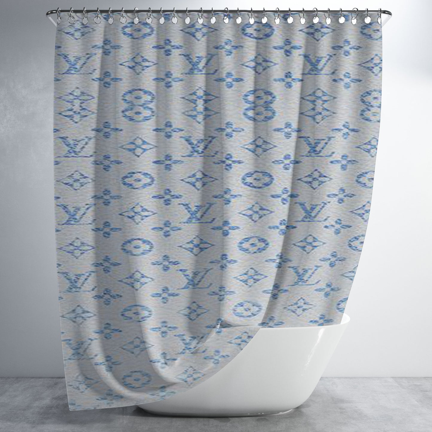 Texture Louis Vuitton Bathroom Shower Curtain Fabric Waterproof | 66 X 72 Inch