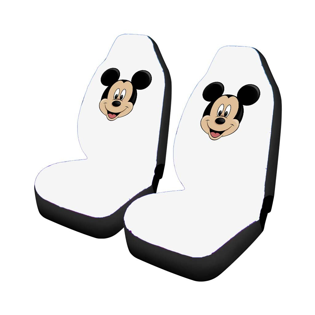 Mickey Mouse Logo White Car Seat Covers
