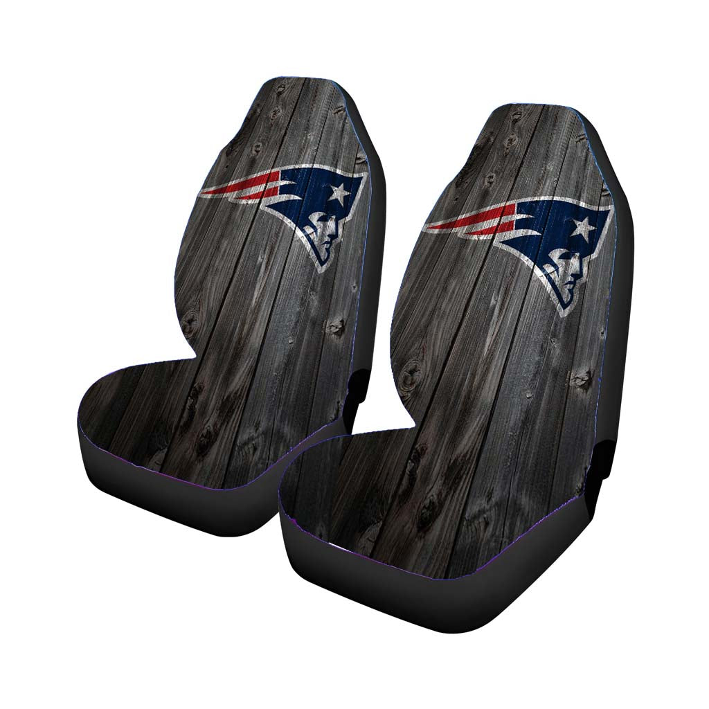 New England Patriots Nfl Logo Dark Wood Wallpaper Car Seat Covers