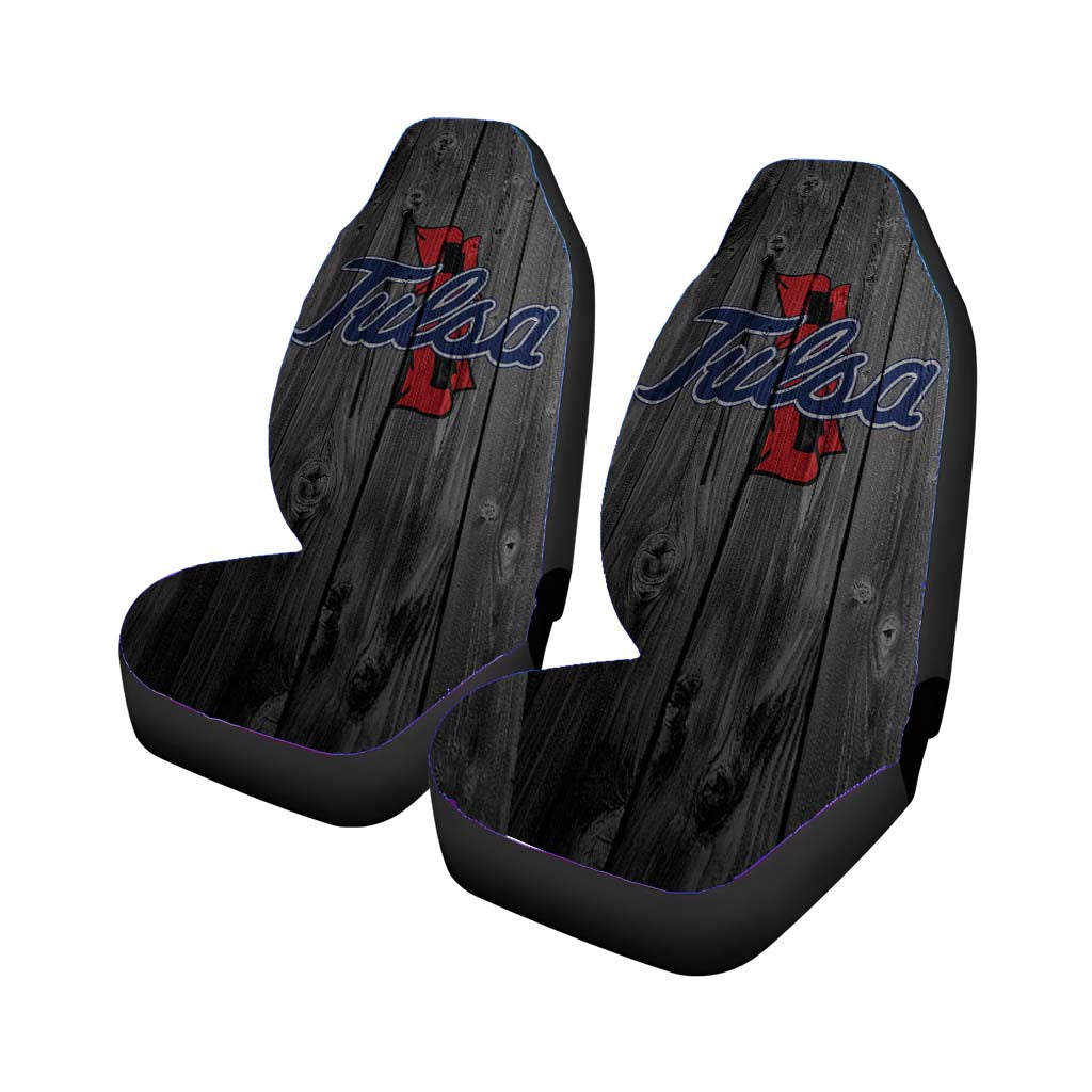 Tulsa Golden Hurricane Nfl Logo Dark Wood Wallpaper Car Seat Covers