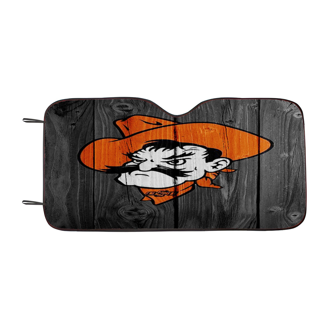 Oklahoma State Pistol Pete Logo Dark Wood Wallpaper Car Auto Sun Shade Windshield Cover